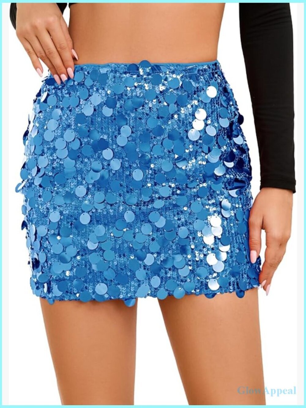 Sequin Bodycon Mini Skirt Stretchy Sparkly Night Out Party Skirt